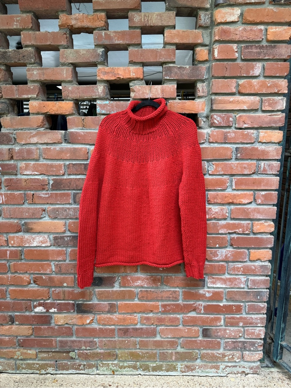 J. Crew Red Chunky Knit Rollneck Wool Blend Turtleneck Sweater